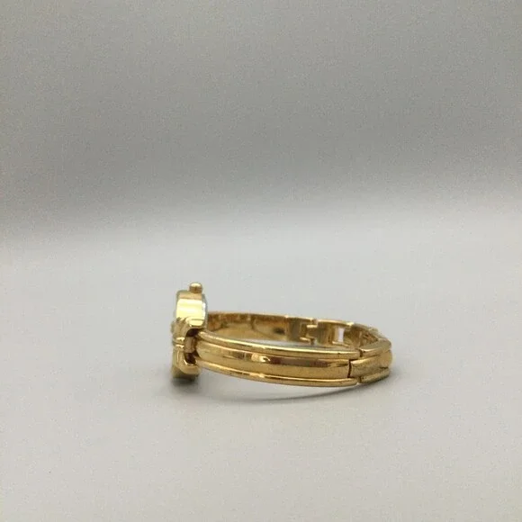 Vtg Avon Gold Tone Watch Women 22mm Bow Accents Pink Stones New Battery 6.25" - Picture 7 of 12